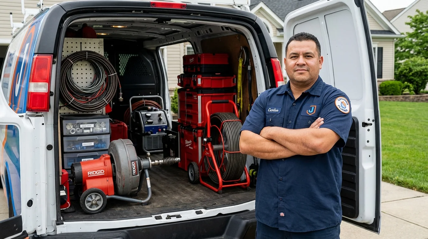 Professional drain cleaning equipment and Johns Plumbing LLC plumber in Oldsmar