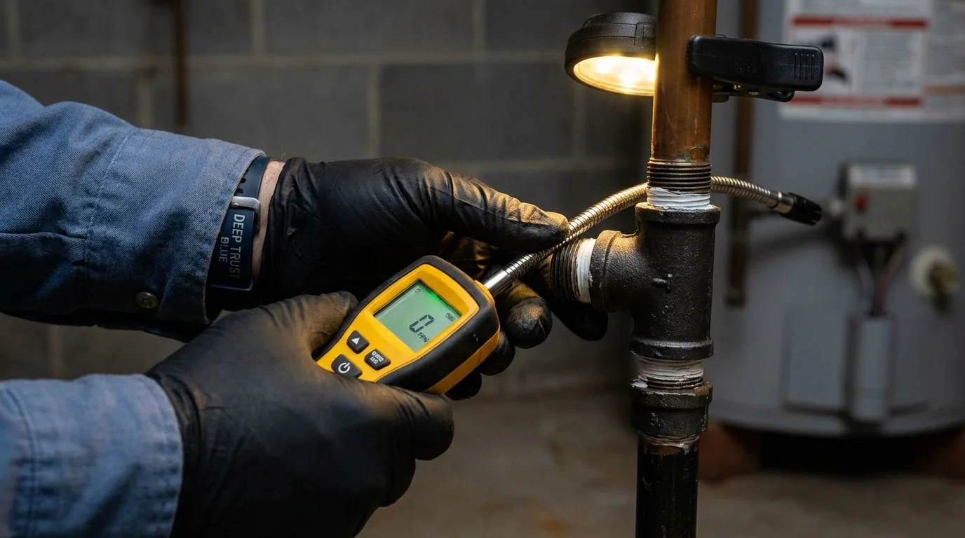 Gas leak detection with electronic sniffer by Johns Plumbing LLC in Oldsmar